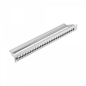 Verteilerfeld 19" 1HE, 24-Port, Metall, grau RAL7035