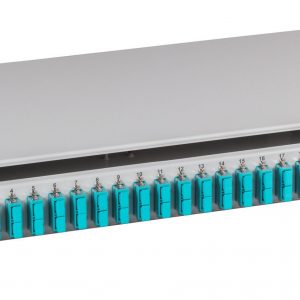 Spleißbox SC 50/125µ OM3 ausziehbar 24 Pigtails abgesetzt/12Kuppl.